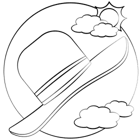 Straw hat black and white clipart