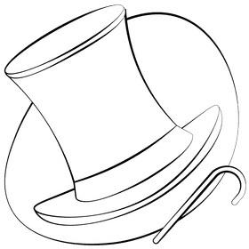 Top hat black and white clipart