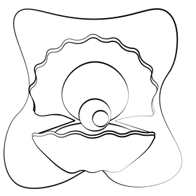 Pearl in shell black and white clipart