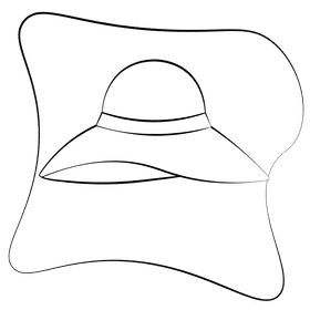 Sun hat black and white clipart