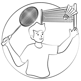 Badminton black and white clipart