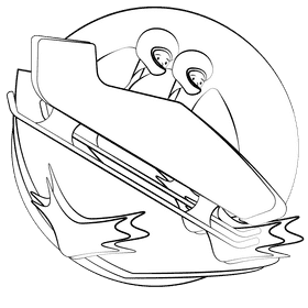 Bobsleigh black and white clipart