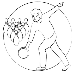 Bowling black and white clipart