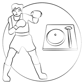 Boxing black and white clipart