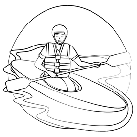 Canoeing black and white clipart