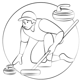 Curling black and white clipart