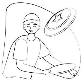 Frisbee black and white clipart