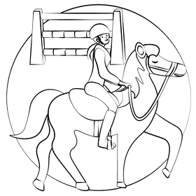 Horseback riding black and white clipart