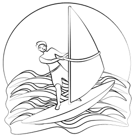 Sailing black and white clipart