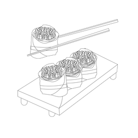 Keto bacon sushi black and white clipart
