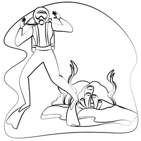 Scuba diving black and white clipart