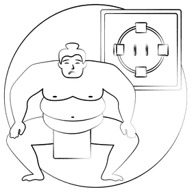 Sumo black and white clipart