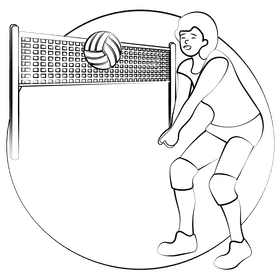 Volleyball black and white clipart