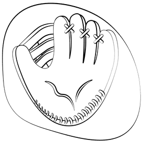 Baseball glove black and white clipart