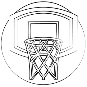 Basketball hoop black and white clipart