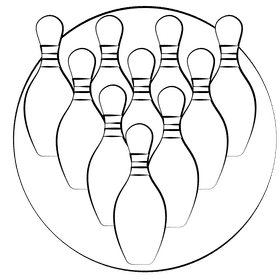Bowling pins black and white clipart