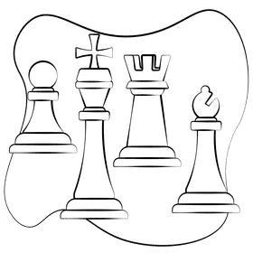 Chess pieces black and white clipart