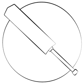 Cricket bat black and white clipart