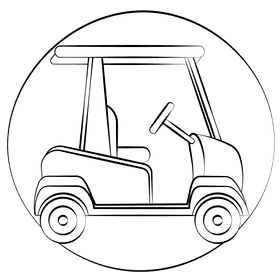Golf cart black and white clipart