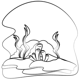 Ocean floor black and white clipart