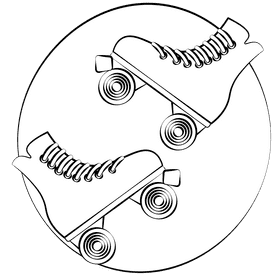 Roller skates black and white clipart