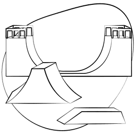 Skatepark black and white clipart