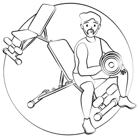 Adjustable workout bench black and white clipart