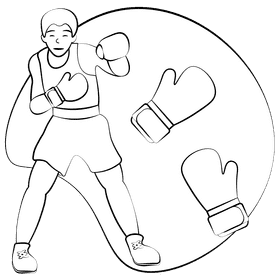 Boxing gloves black and white clipart