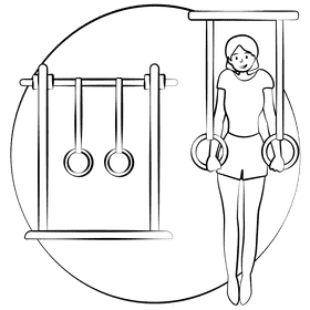 Gymnastic rings black and white clipart
