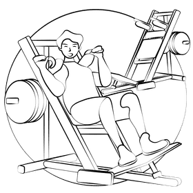 Hack squat machine black and white clipart