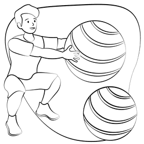 Medicine ball black and white clipart