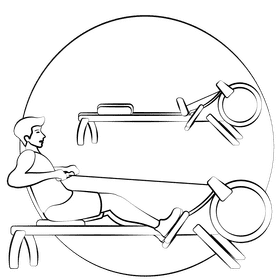 Rowing machine black and white clipart