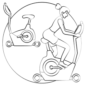 Stationary bike black and white clipart