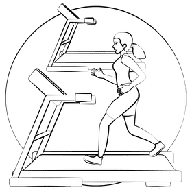 Treadmill black and white clipart