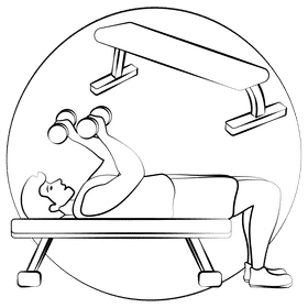 Workout bench black and white clipart