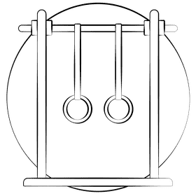 Gymnastic rings only black and white clipart