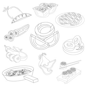 Ketogenic diet products black and white vector