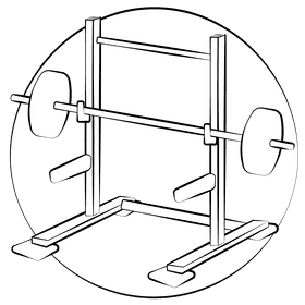 Squat rack only black and white clipart