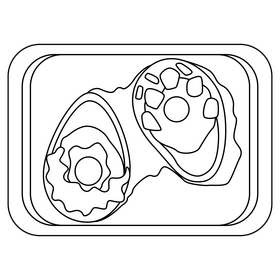 Healthy Food Baked Egg in Avocado black and white clipart