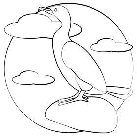 Flightless cormorant black and white clipart