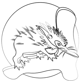 Lowland streaked tenrec black and white clipart