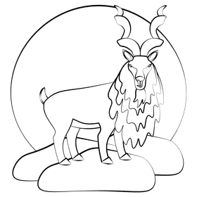 Markhor black and white clipart
