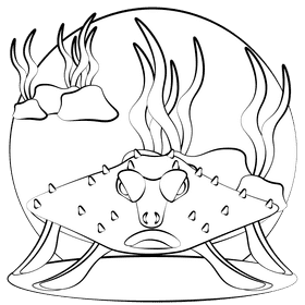 Red lipped batfish black and white clipart