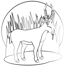 Saiga antelope black and white clipart