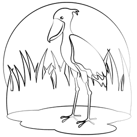 Shoebill black and white clipart