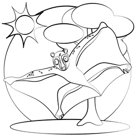 Sunda colugo black and white clipart