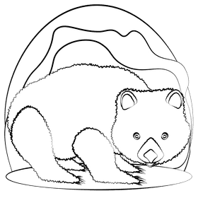Wombat black and white clipart