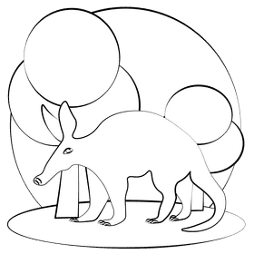 Aardvark black and white clipart