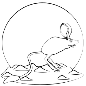 Gobi jerboa black and white clipart