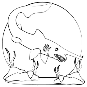 Goblin shark black and white clipart